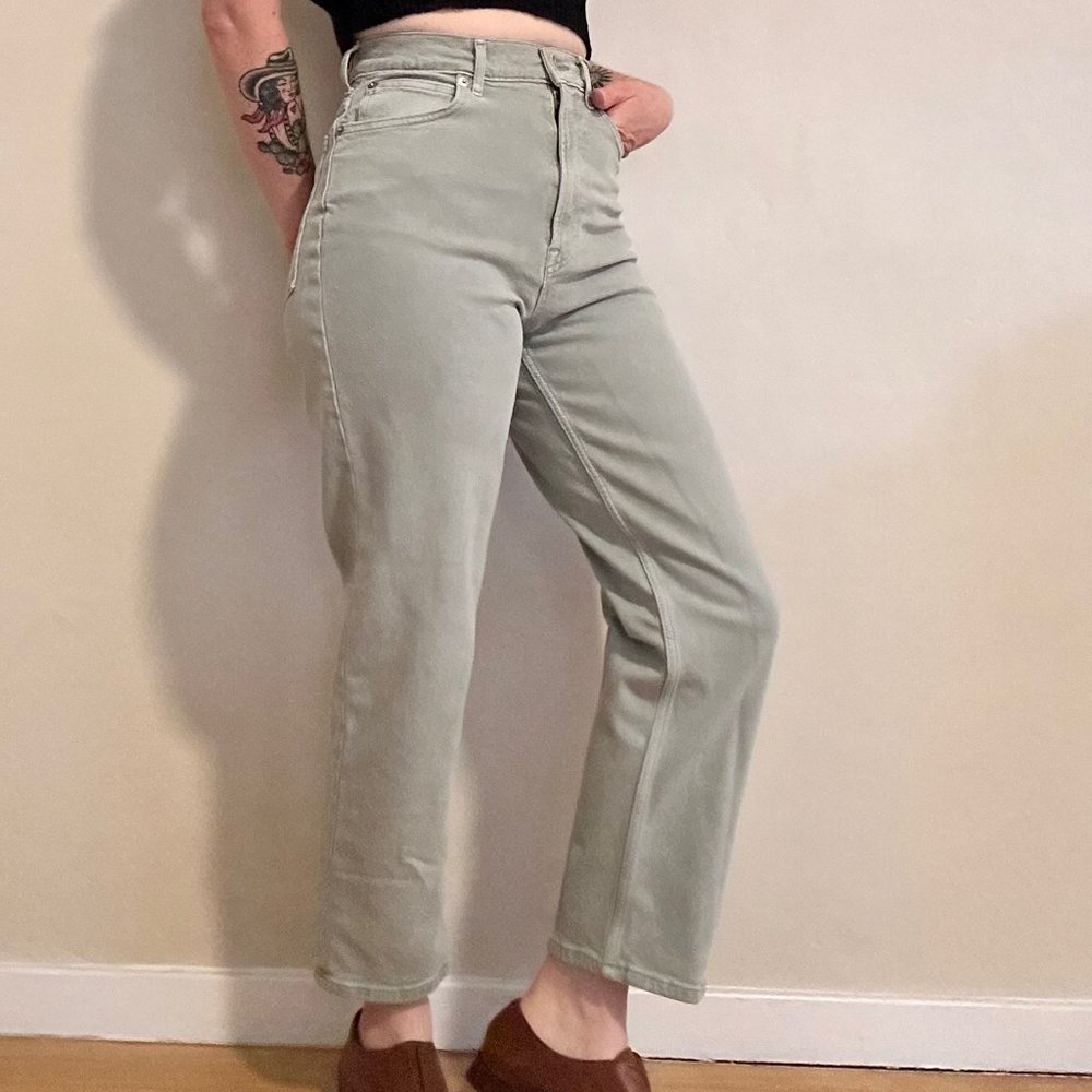 Everlane The High Way Jean 27''  Archroma Aqua Gray Green Pants Bottons
